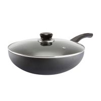 Sartén Wok Aluminio Antiadherente Record N26 con Tapa de Vidrio