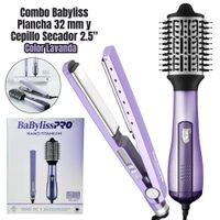 COMBO DE PLANCHA BABYLISS PRO IONICA 1 1/4'+ CEPILLO HOT AIR STYLING - LAVANDA