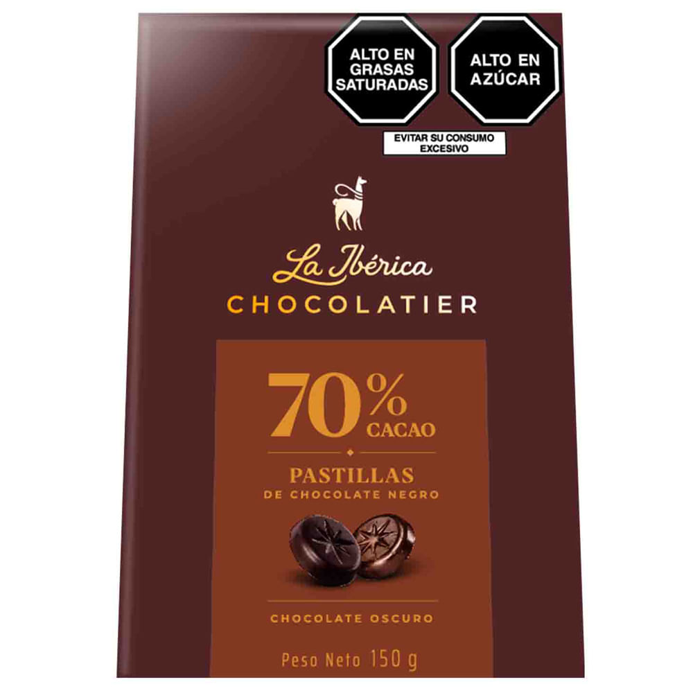 Chocolates LA IBERICA Pastillas 70% Cacao Caja 150g
