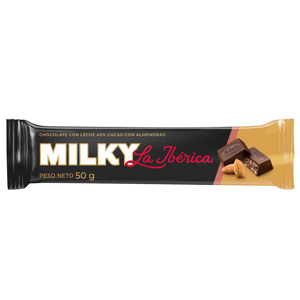 Chocolate en Barra LA IBÉRICA Milky con Almendras Paquete 50g