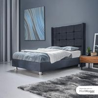 Juego de Dormitorio Narciso 2 Plazas - Gris Oscuro / Cabecera + Tarima