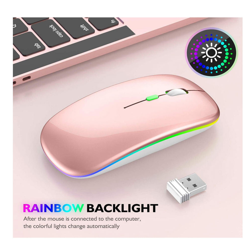 Mouse Recargable Dual Bluetooth Luces RGB Recargable - Rosa | plazaVea ...