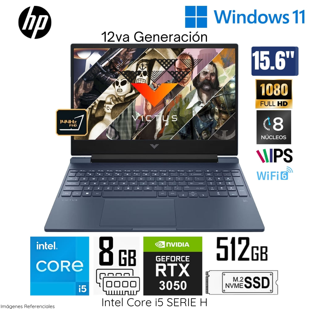 Laptop HP Victus Gaming Intel Core i5 12450H 8GB RAM 512GB SSD 15.6"" FHD Win 11 - 15-FA0021LA
