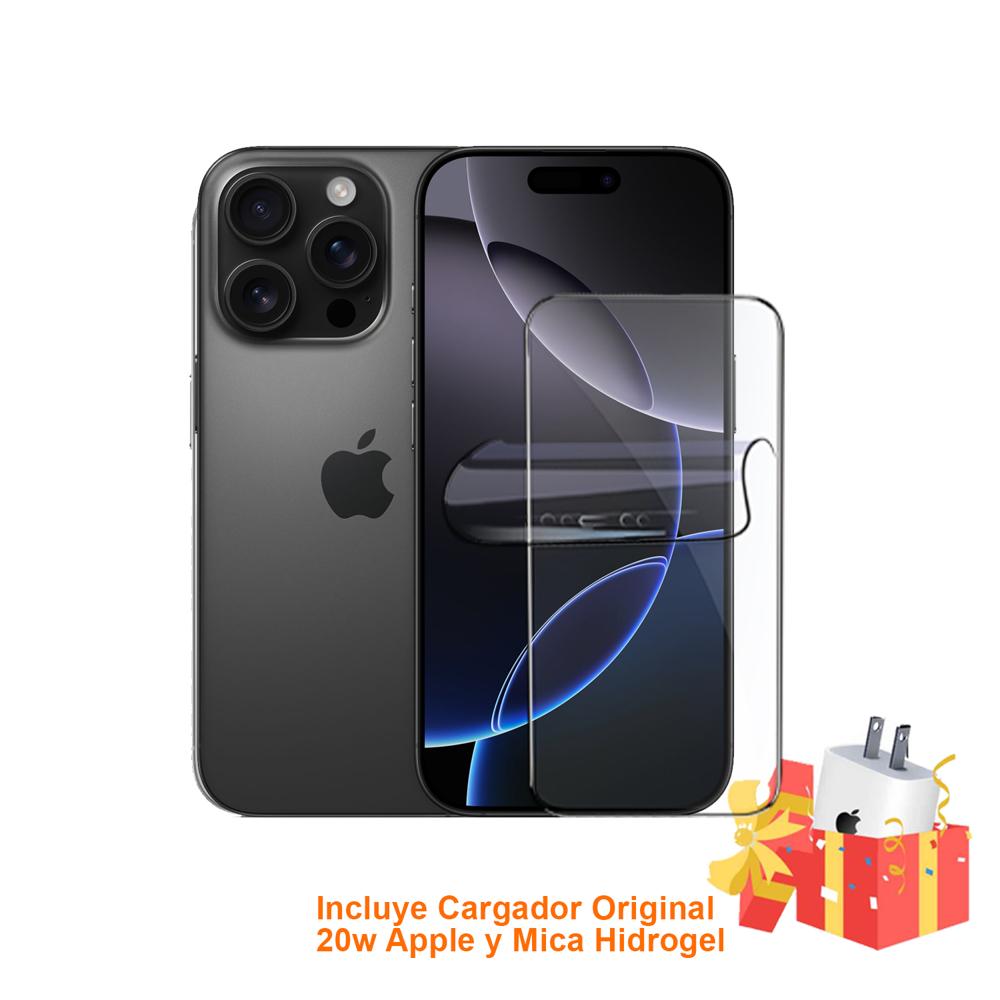 Apple Iphone 16 Pro 256Gb Esim Black Titanium con Mica Hidrogel y Cargador 20w Original