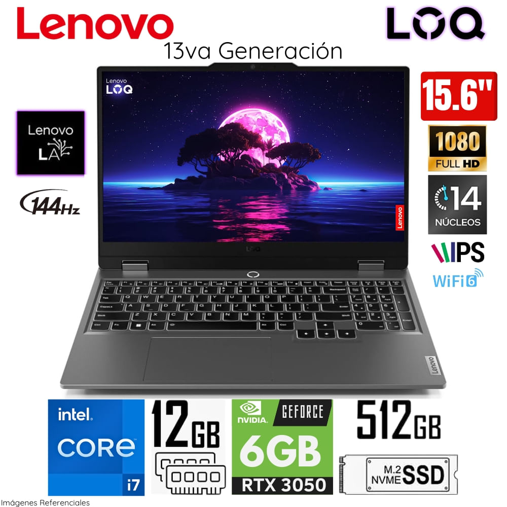 Laptop Gamer Lenovo LOQ 15IRX9 Intel Core i7-13650HX 12GB RAM 512GB SSD 156 FHD RTX3050 83DV00FHLM