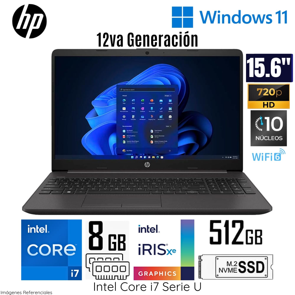 Laptop HP 250 G9 Intel Core i7-1255U 8GB RAM 512GB SSD 15.6"" HD (7C6J6LA#ABM)