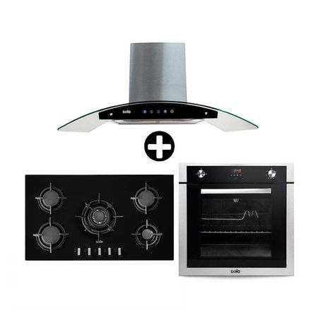 COMBO Sole: Cocina empotrable SOLCO033 + Campana Venus Classic + Horno a gas empotrable SOLHO007