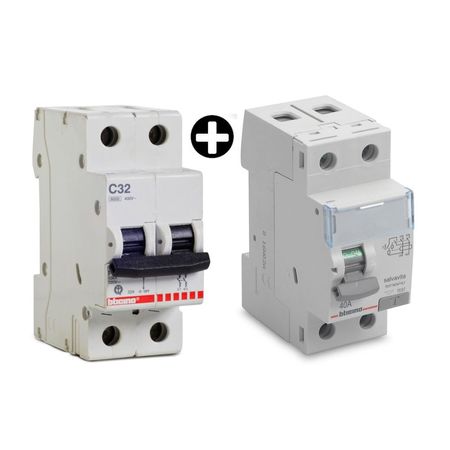 COMBO Interruptor Termomagnético 2x32A 220V-10KA + Interruptor Diferencial 2X40A 30MA 230V