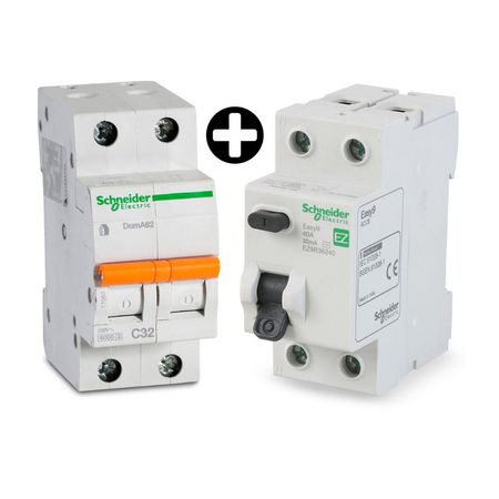 COMBO Interruptor Termomagnético EASY9 MCB 2x32A + Interruptor Diferencial EASY9 MCB 2x40A Schneider Electric