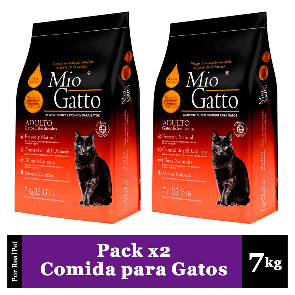 Pack x2 Comida para Gato Esterilizado Mio Gatto Premium 7 kg