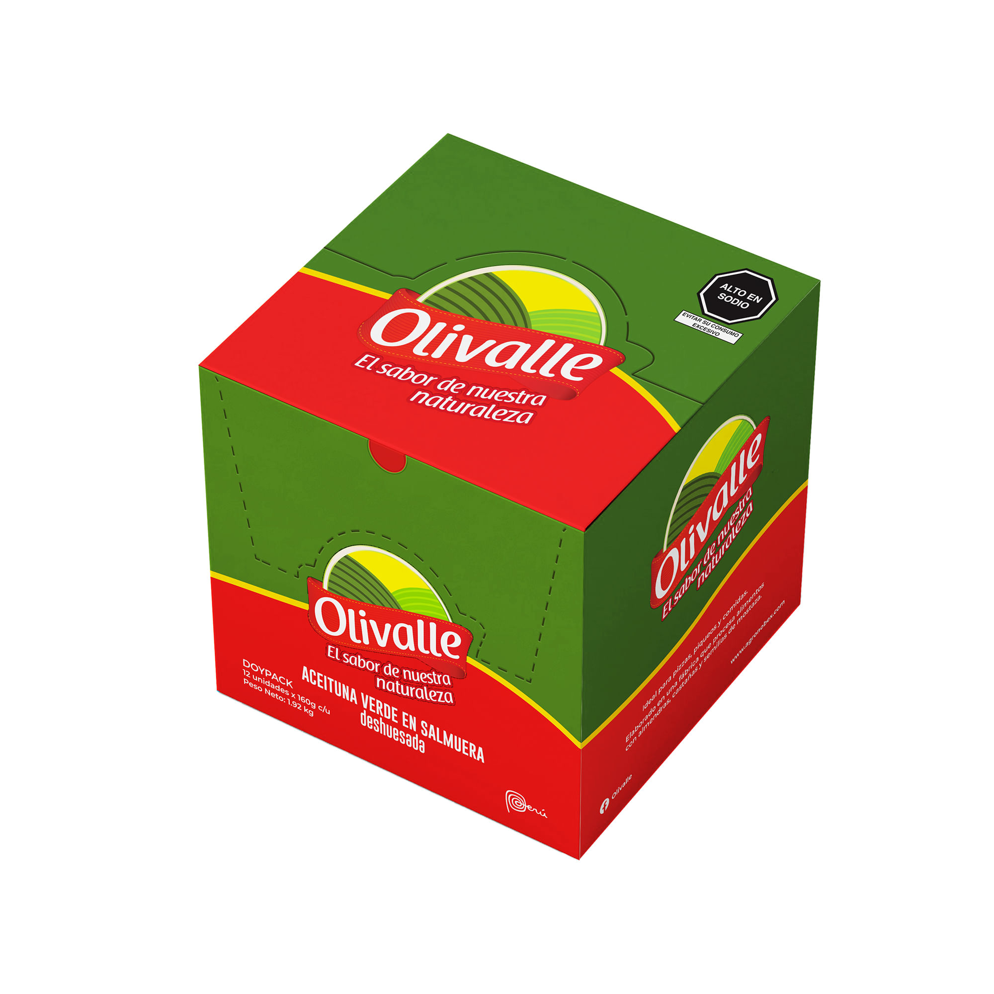Aceituna Verde en Salmuera Deshuesada OLIVALLE Doypack 160g x 12un