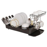 Escurridor de Platos Dos Niveles con Soporte para Copas Negro