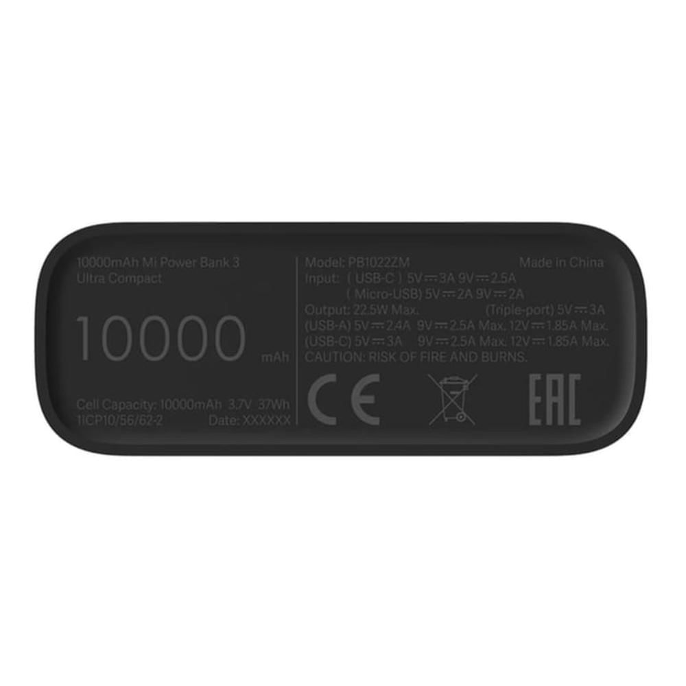 Power Bank Xiaomi 10000mAh Mi 3 Ultra Compact 22.5W Negro