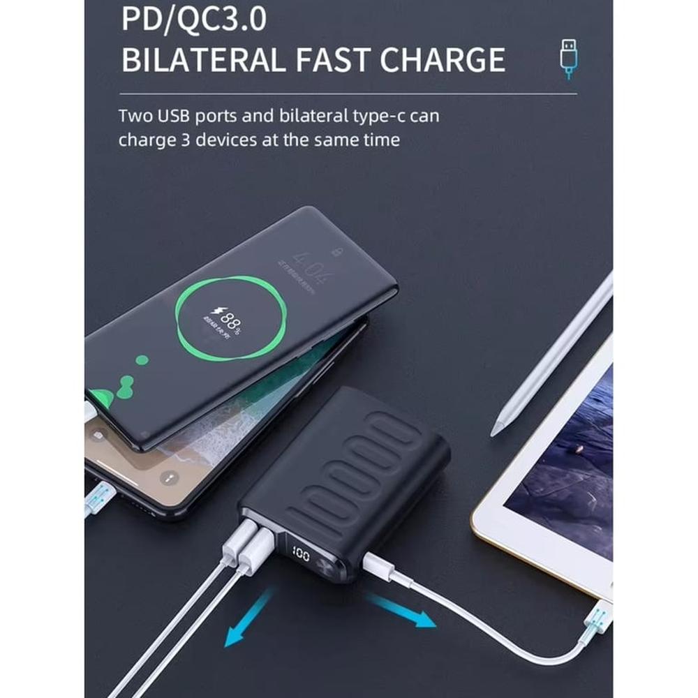 PowerBank Carga rápida QC30+PD 10000mAh LED 225W Negro VQ-P129