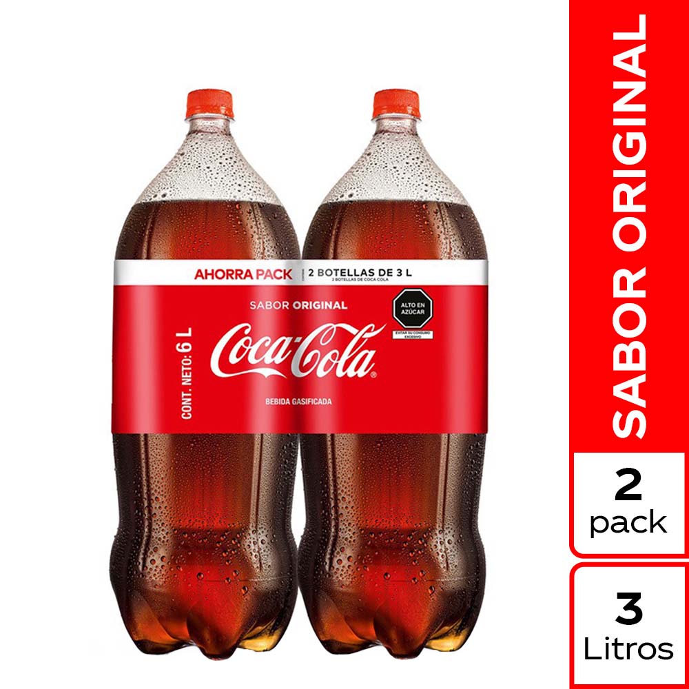 Gaseosa COCA COLA Sabor Original Botella 3L Two Pack