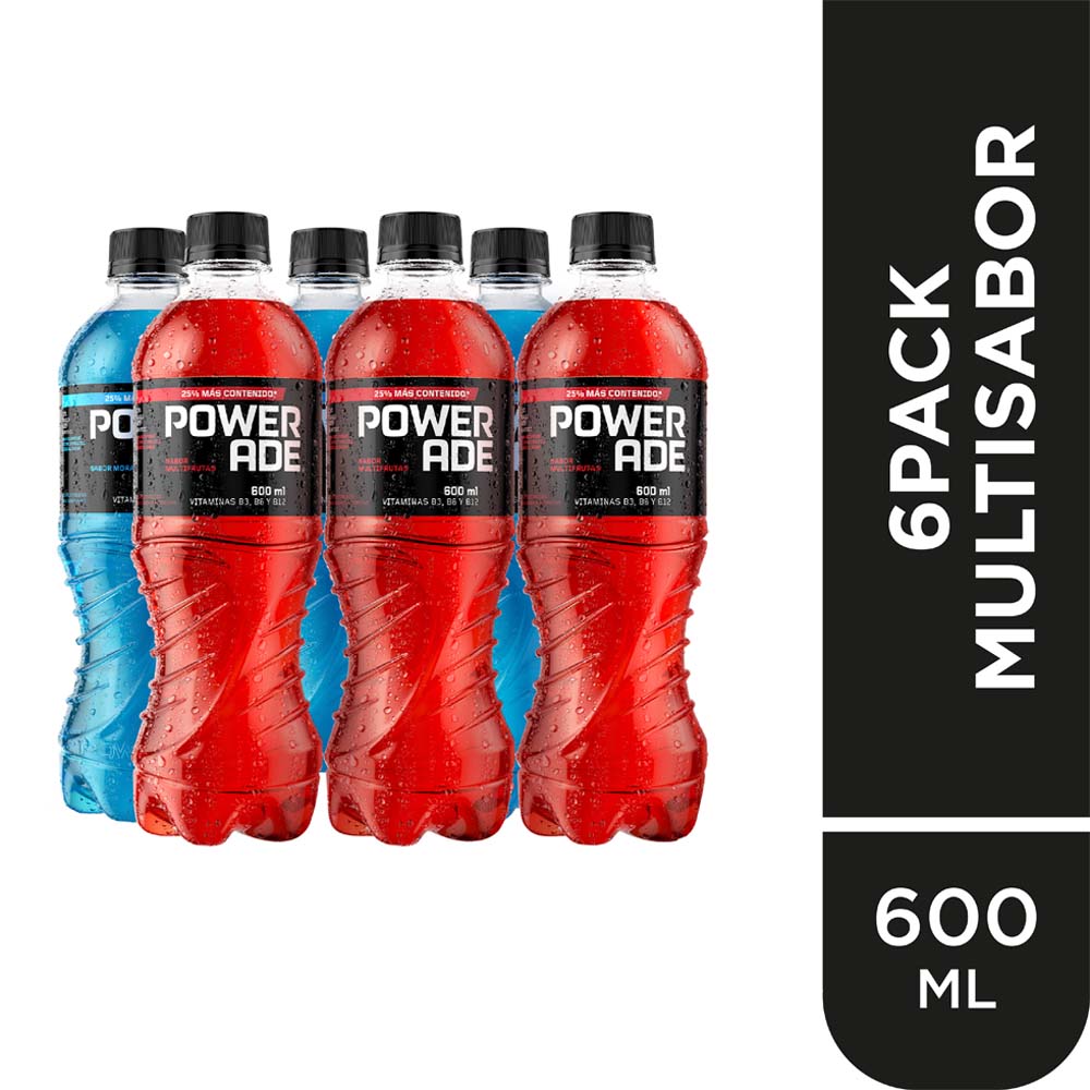 Rehidratante POWERADE Mix Botella 600ml Paquete 6un