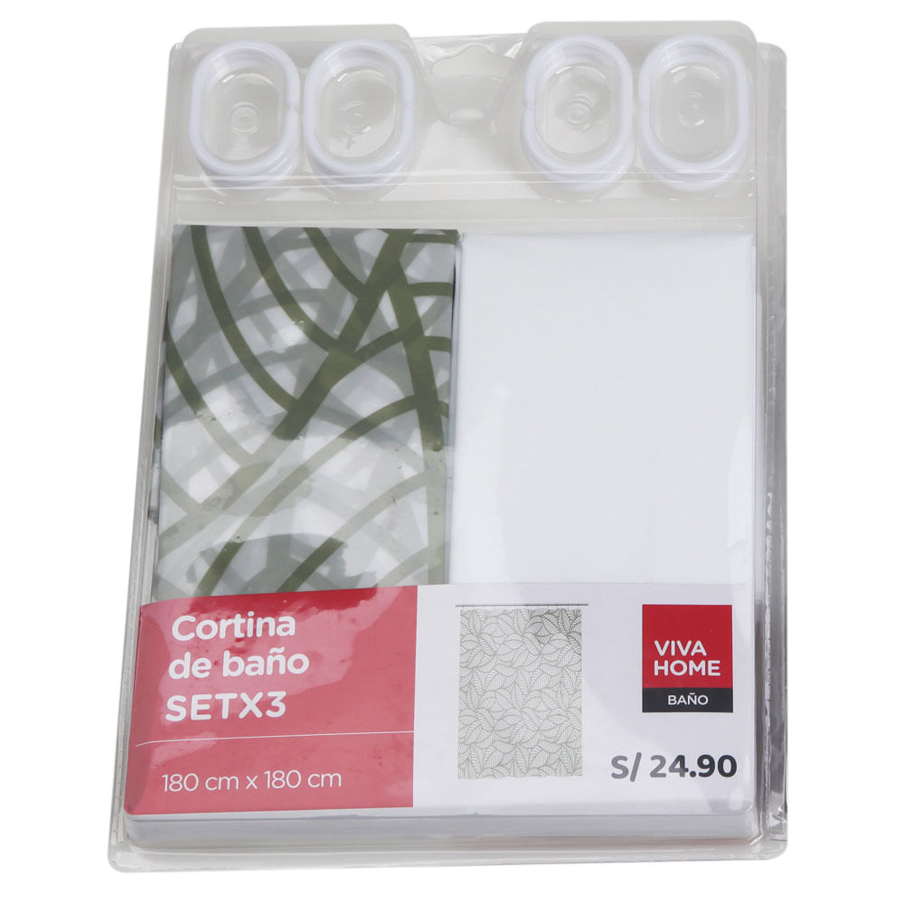 Set de Cortinas VIVA HOME Cort Liner Ganchos 3un