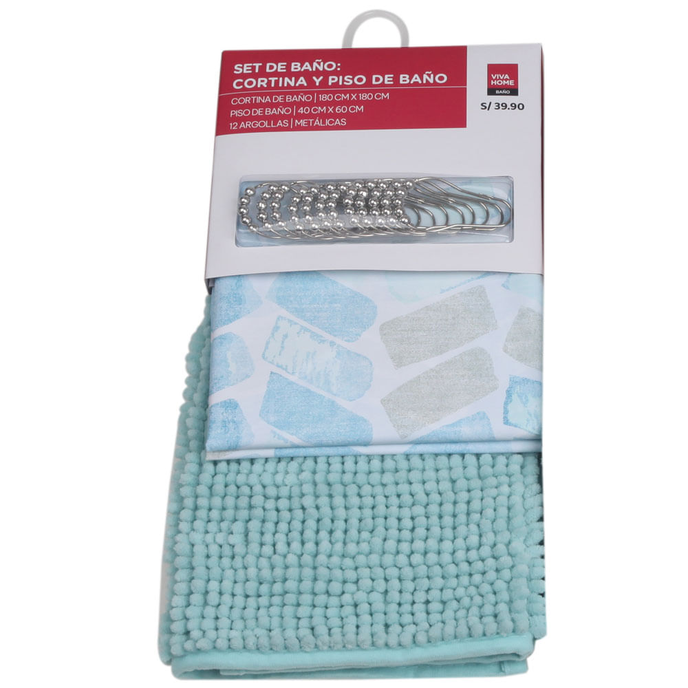 Set VIVA HOME Cortina + Piso de Baño Surt (Modelos Aleatorios)