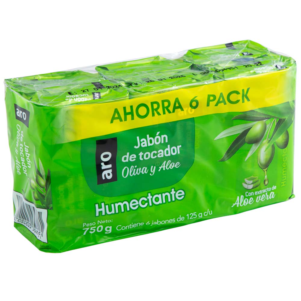 Jabón de Tocador Oliva Aloe ARO Sixpack 750g