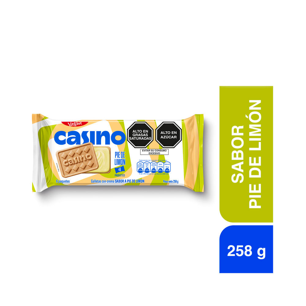 Galleta CASINO Sabor Pie de Limón Empaque 43g Paquete 6un
