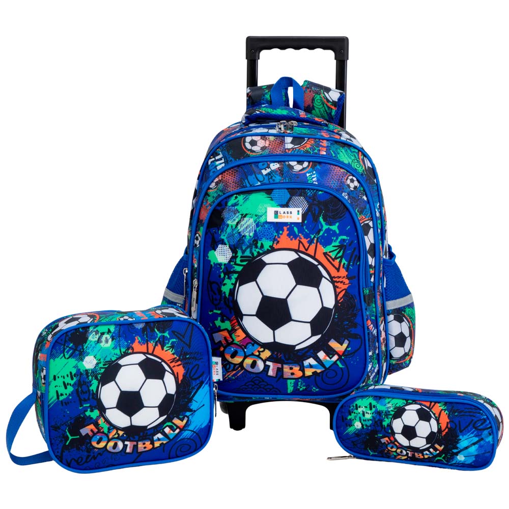 Setx3 Trolley + Lonchera + Cartuchera Futbol CLASS&WORK