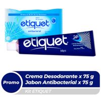 Desodorante para Hombre en Crema ETIQUET Tubo 75g + Jabón de Tocador Barra 90g