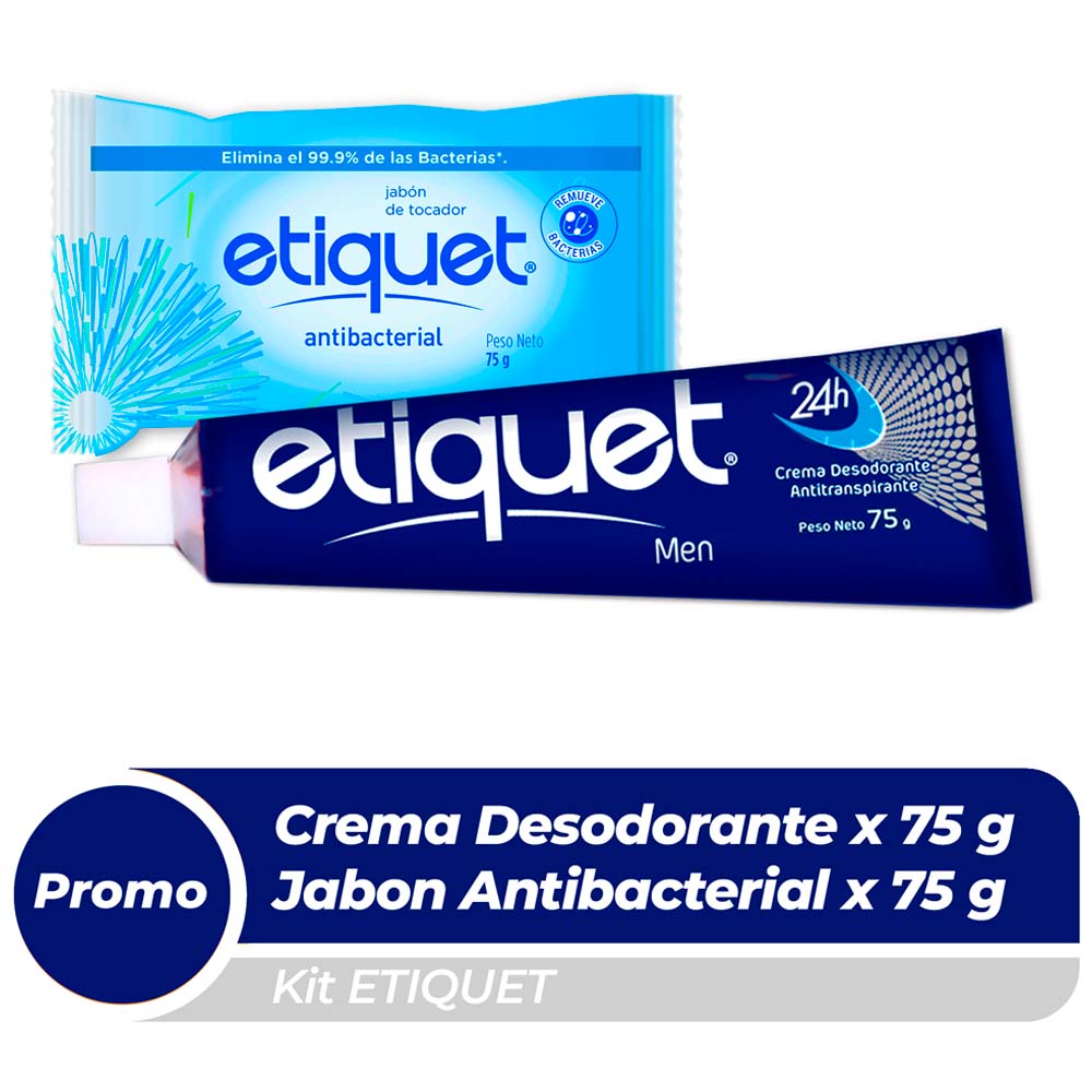 Desodorante para Hombre en Crema ETIQUET Tubo 75g + Jabón de Tocador Barra 90g