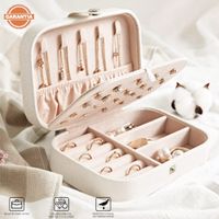 Maletín Estuche Organizador Joyero De Viaje Collar Aretes Anillos Blanco