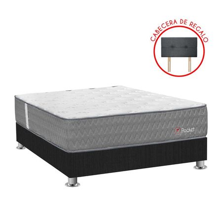 Cama Americana Forli Pocket 1.5 Plazas + 1 Almohada + 1 Protector