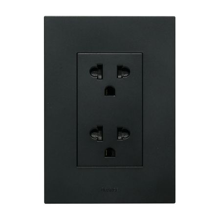 Placa Armada Orange: Tomacorriente Doble Universal Matte LT Negro