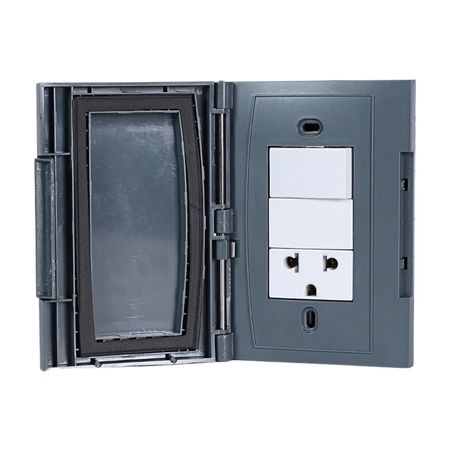 Placa Intemperie (Tomacorriente Duplex) Gris Simon