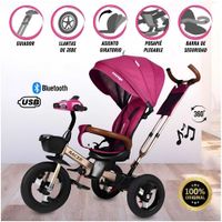 Triciclo Guiador para Niños Usb y Bluetooh «Racer» Fucsia