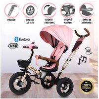 Triciclo Guiador para Niños Usb y Bluetooh «Racer» Rosado