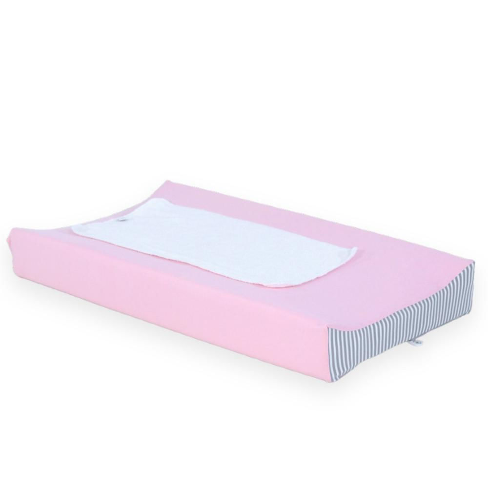 Colchón Cambiador Acolchonaditos Rosado Rayas Plomas