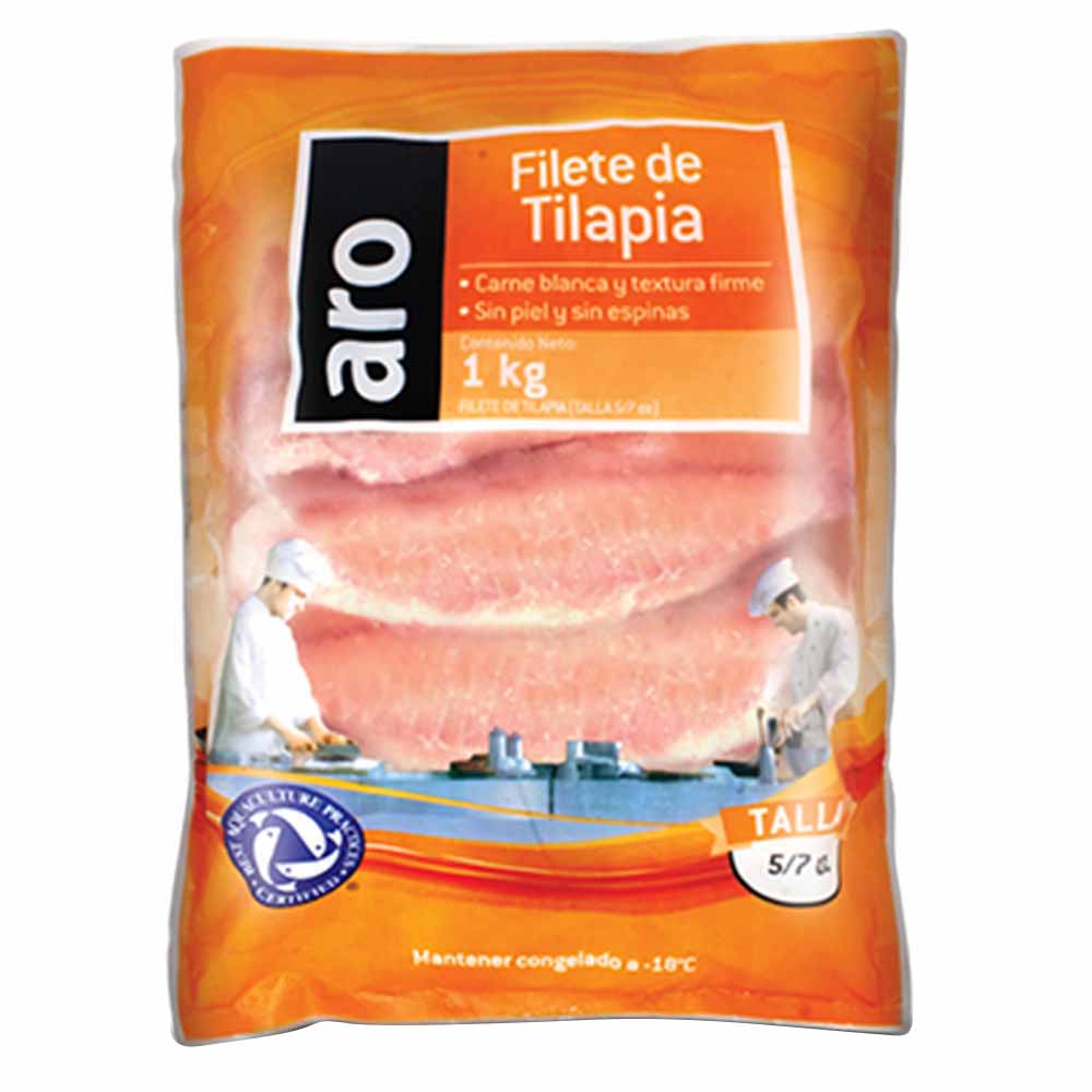 Filete de Tilapia Premium ARO Talla de 5 A 7 Bolsa 1Kg