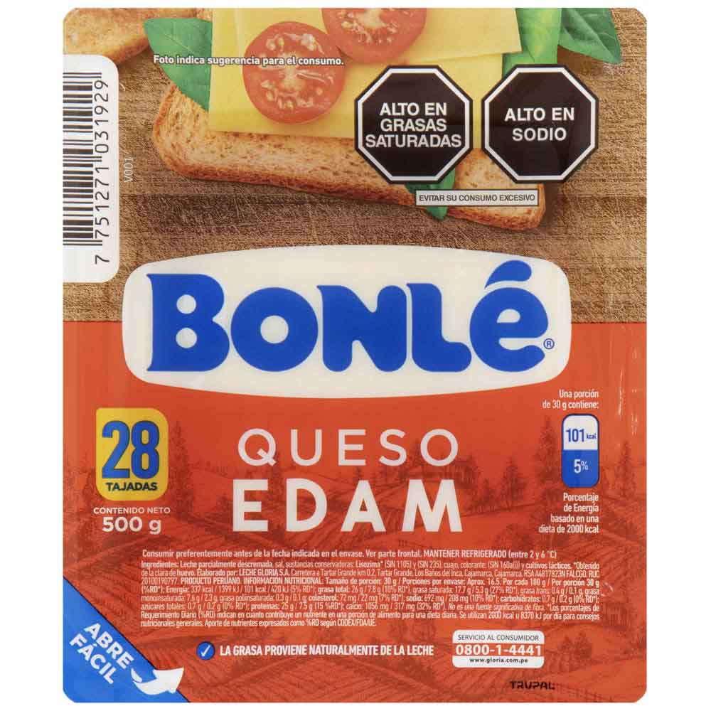 Queso Edam BONLÉ Paquete 500g