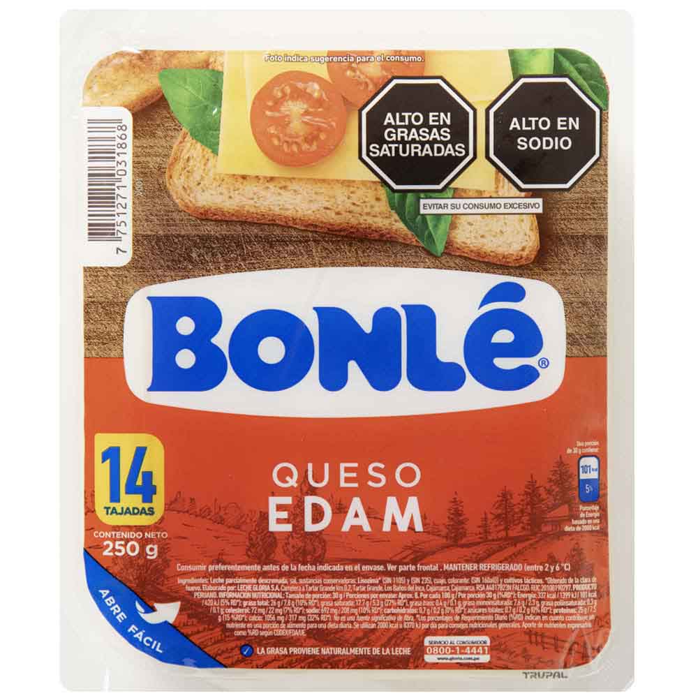 Queso Edam BONLÉ Paquete 250g