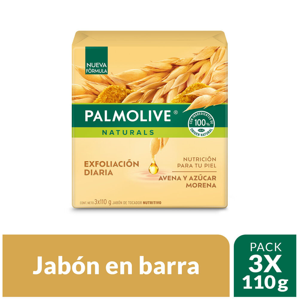 Jabón en Barra PALMOLIVE Avena y Azúcar Pack 3x110g
