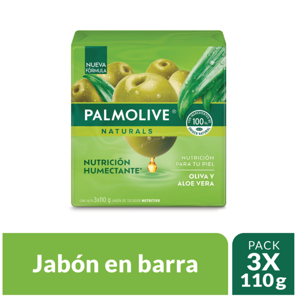 Jabón en Barra PALMOLIVE Naturals Oliva y Aloe Vera Pack 3x110g