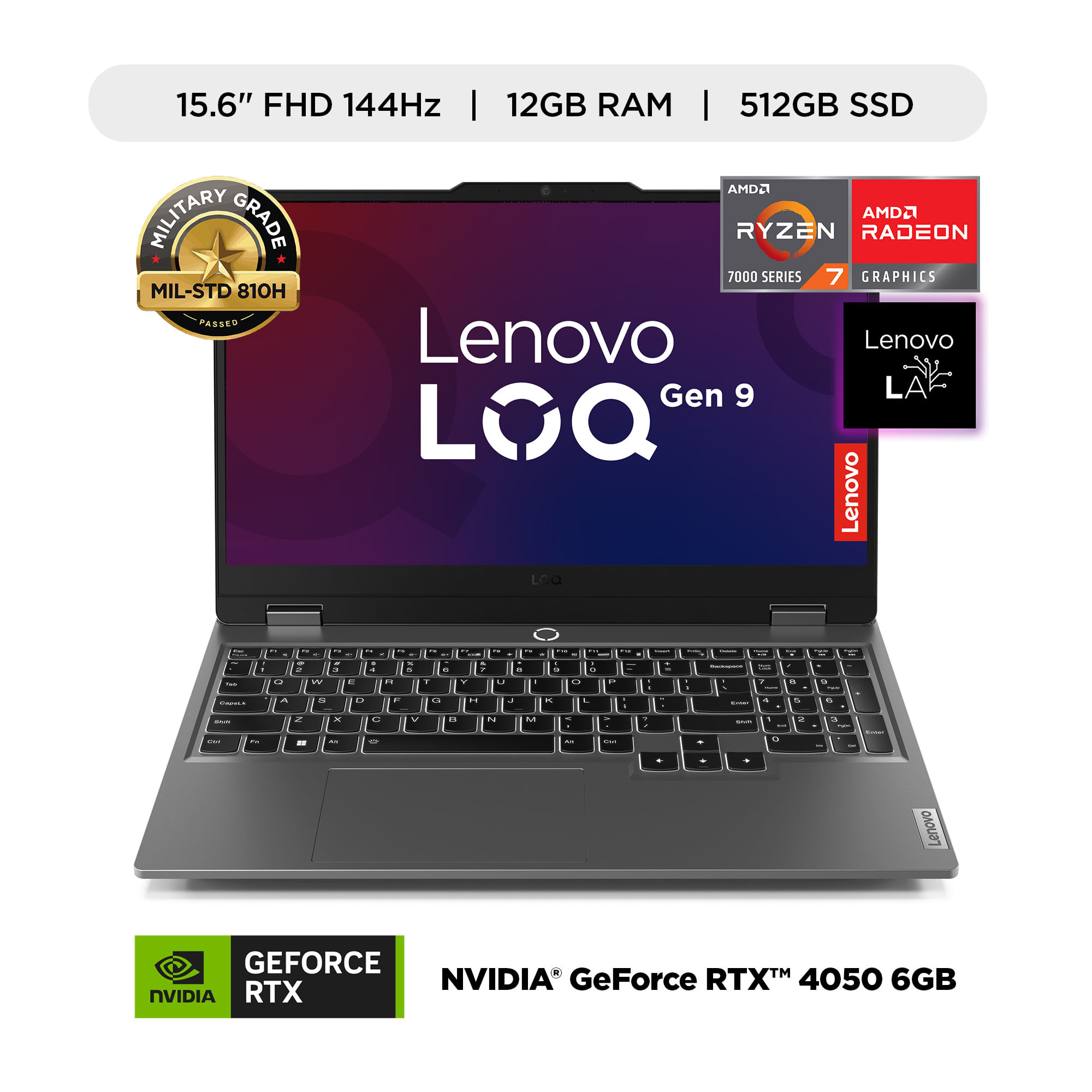 Laptop Gamer LENOVO LOQ 15ARP9 15.6"" AMD Ryzen 7 (7000 series) 12GB 512GB SSD