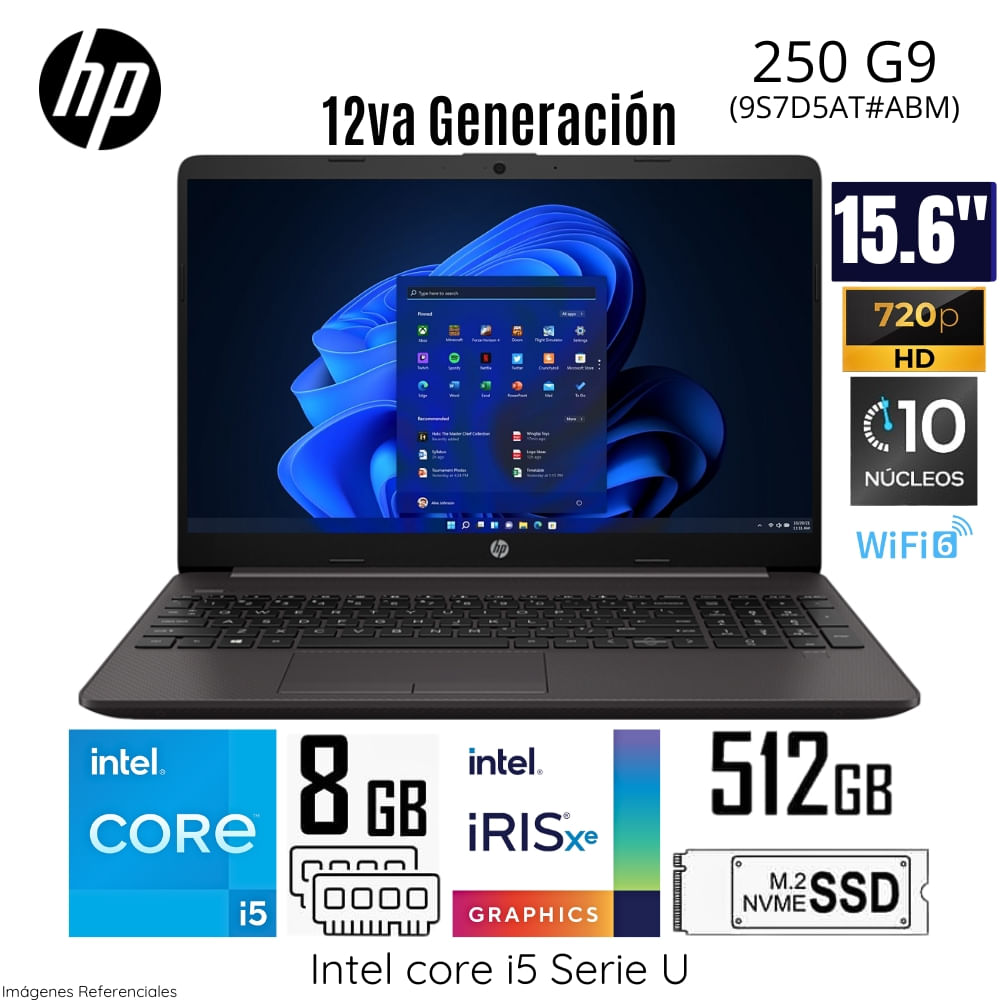Laptop HP 250 G9 Intel Core i5-1235U 8GB RAM 512GB SSD 15.6"" HD (9S7D5AT#ABM )