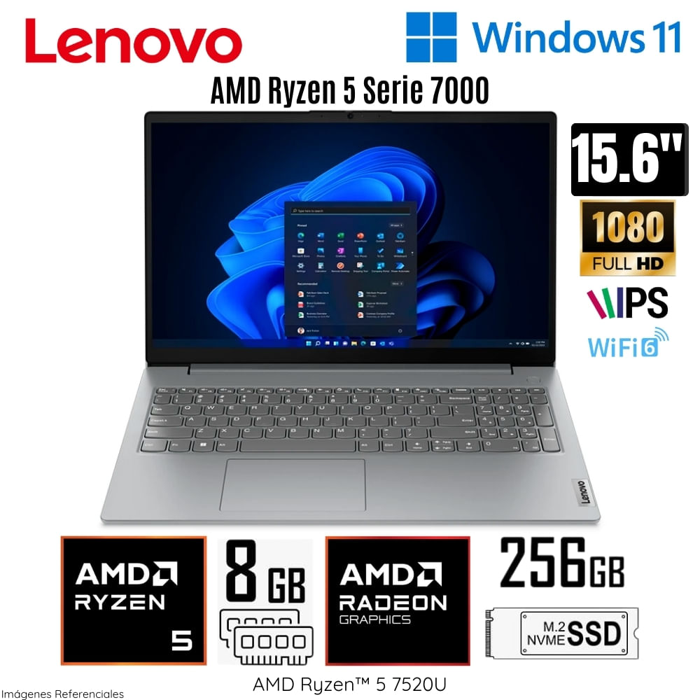 Laptop Lenovo V15 G4 AMN AMD Ryzen 5 7520U 8GB RAM 256GB SSD 15.6"" FHD 82YU00X6LM