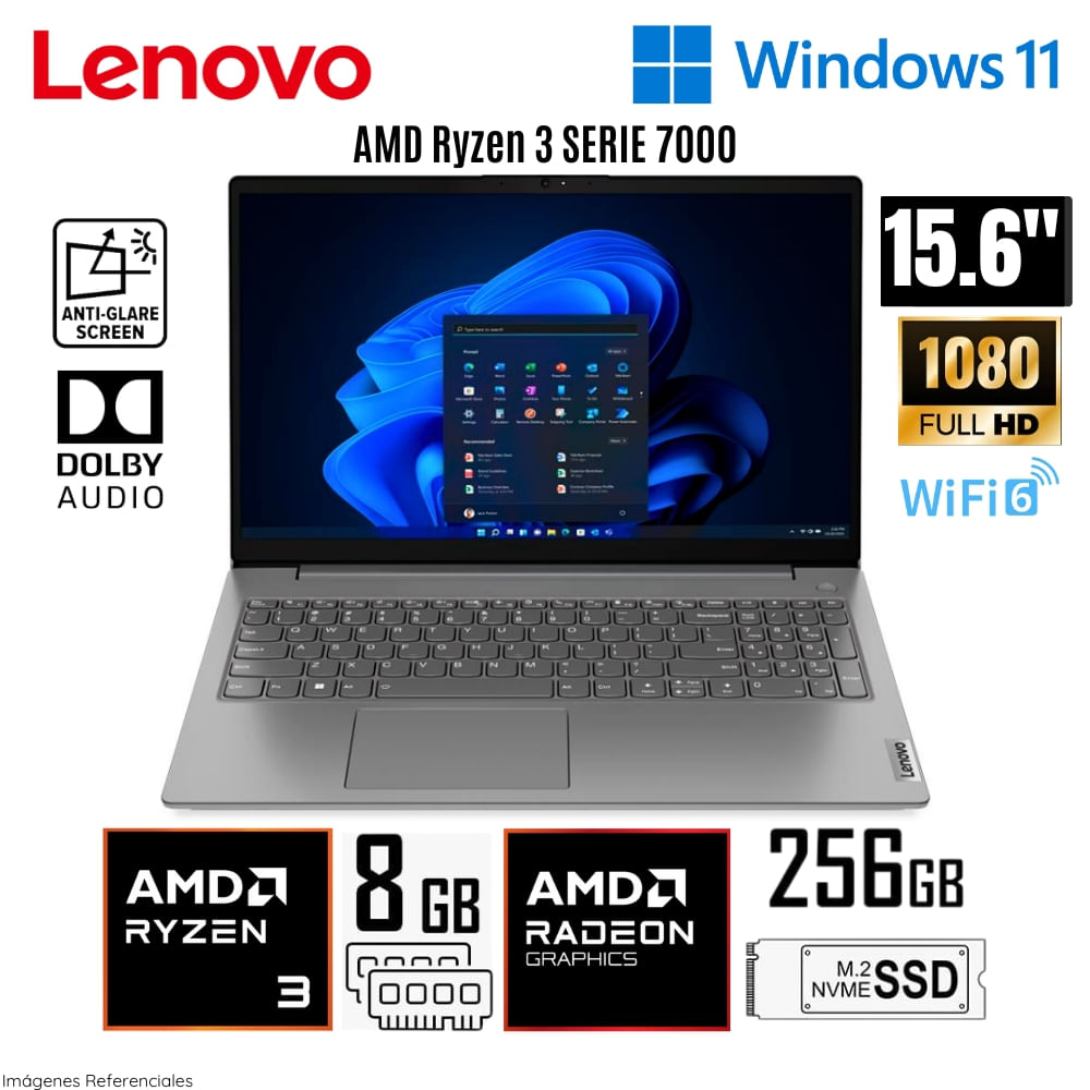Laptop Lenovo V15 G4 AMN AMD Ryzen 3 7320U 8GB RAM 256GB SSD 15.6"" FHD 82YU00X4LM