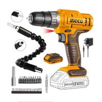 Taladro Atornillador 12V Ingco Inalámbrico + Extensor Puntas
