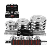 Set 20K Pesas Y Mancuernas Cromadas Ejercicios Fitness