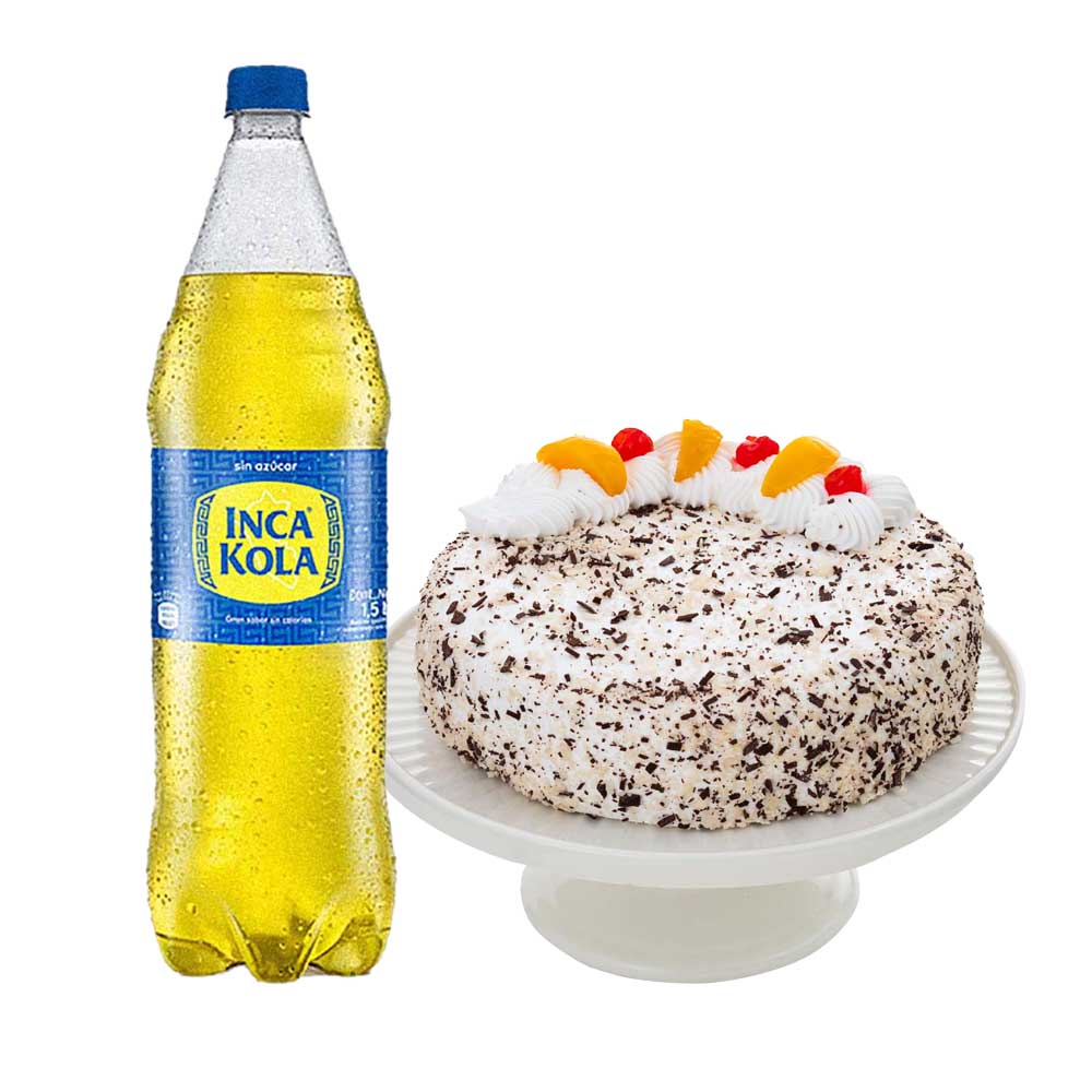 Pack Torta Chantilly con Frutas Chica LA FLORENCIA 1un + Gaseosa INCA KOLA Sin Azúcar Botella 1.5L
