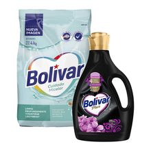 pack-detergente-en-polvo-bolivar-cuidado-micelar-bolsa-4kg-suavizante-de-ropa-bolivar-plus-lavanda-galonera-2.8l