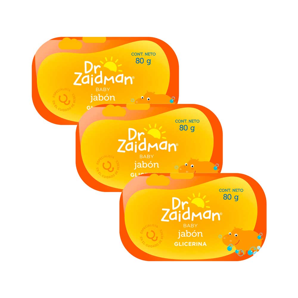 Pack Jabón para Bebé DR ZAIDMAN Glicerina Bolsa 80g x3un