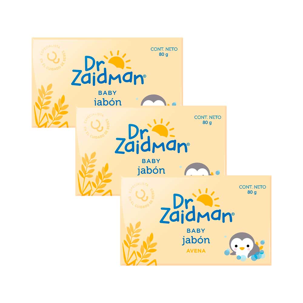 Pack Jabón para Bebé DR ZAIDMAN Avena Paquete 80g x3un