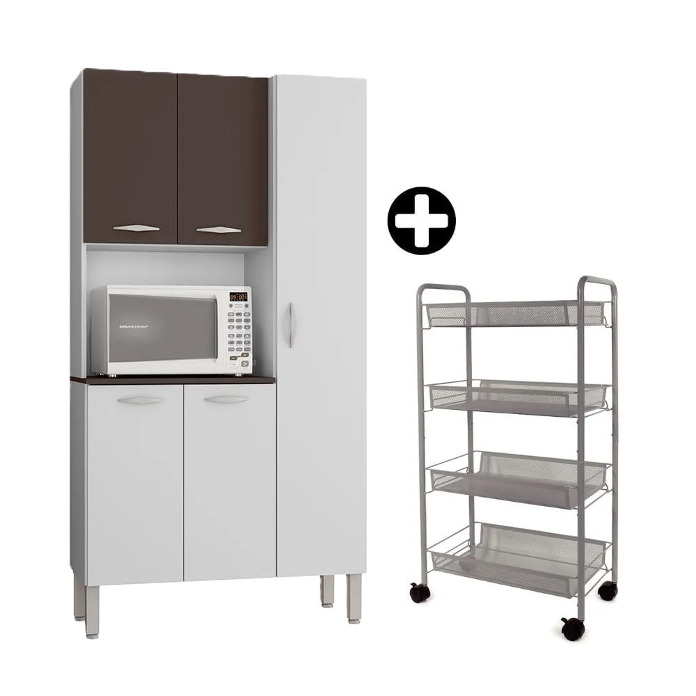 COMBO Mueble Alacena de Cocina Melissa 91.5cm MDP Kits Parana + Carrito para frutas y verduras Gris Orange